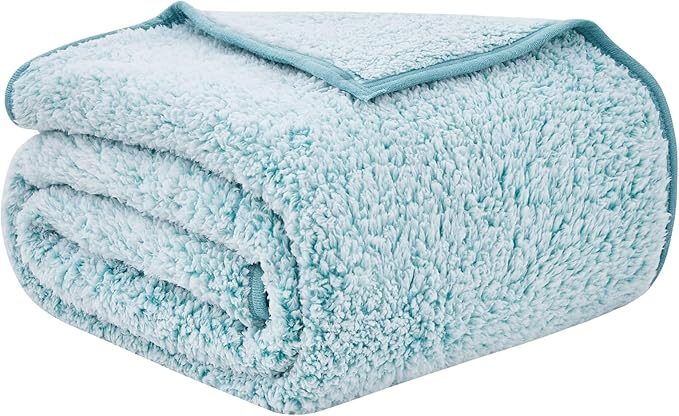 EMME Soft Sherpa Fleece Blanket Reversible Plush Fluffy Large Blanket, Light Weight Warm Decorative Boho Blanket Cover for Sofa, Couch, Bedroom,Travel(Plush Teal,60"x80")
