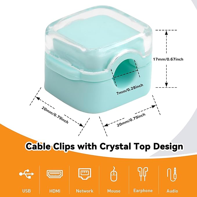 6 Pcs Cable Management Clips for Home Office Desk Cord Keeper Organizer Accessories Charger USB Wire Organizer Cord Holder for Nightstand Automotive (Blue)