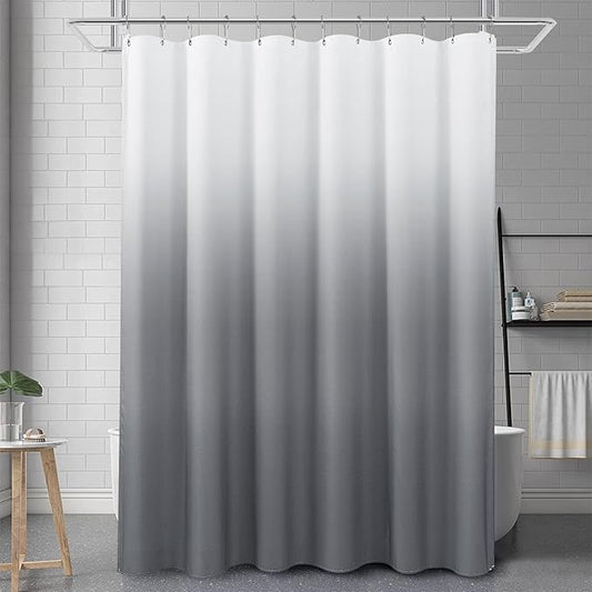 Grey and White Ombre Shower Curtains for Bathroom Luxury Hotel Spa, Machine Washable, Decorative Bathroom Curtain, Gray Linen Textured Shower Curtain