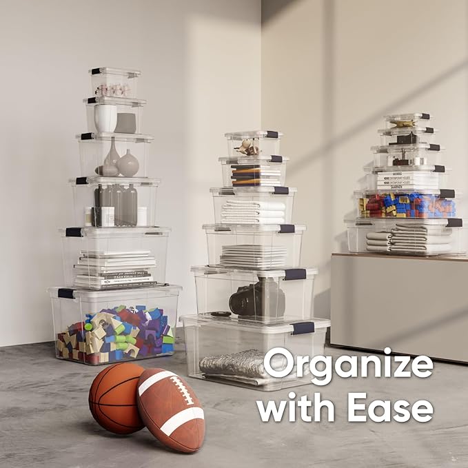 Superio Clear Storage Boxes with Lids, 11 Quart Plastic Container Bins for Organizing, Stackable Crates, BPA Free, Non Toxic, Odor Free, Organizers for Home, Office and Dorm, 5 Pack