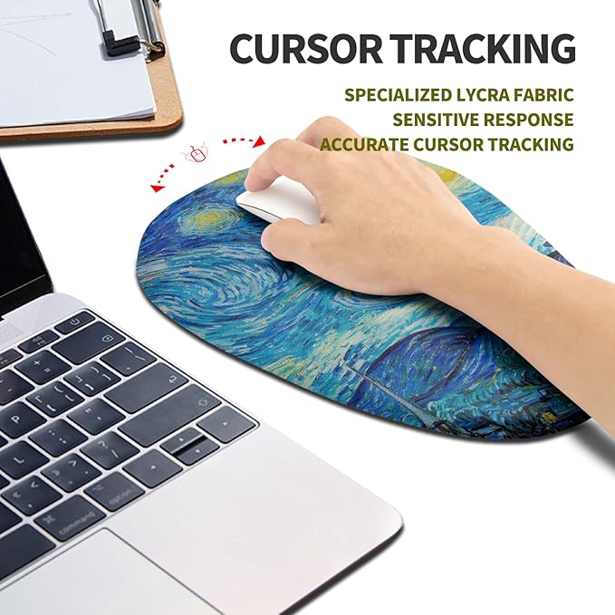 Hokafenle Ergonomic Mouse Pad Wrist Support, Terraced Slope Carpal Tunnel Wrist Pad for Mouse with Unibody Memory Foam, Wrist Rest Pain Relief Mousepad (Starry Night, 11.8x7.9 in)