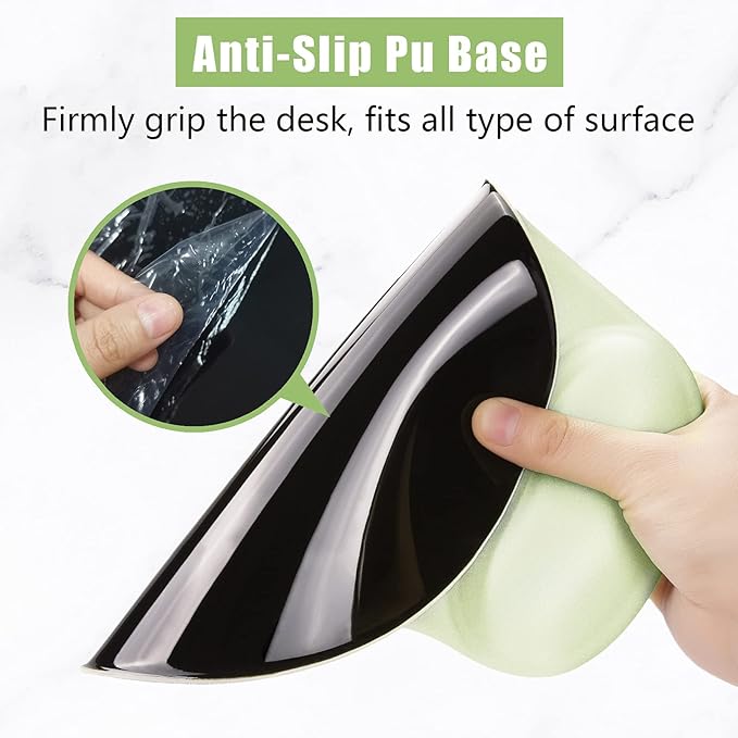 Hsurbtra Ergonomic Mouse Pad with Wrist Rest Support, Gel Mouse Pads with Non-Slip PU Base, Pain Relief Memory Foam Computer Mat, Cute Office Supplies Desk Decro Accessories, Lake Green