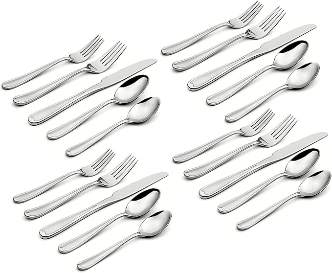 Oneida Dylan 20 Piece Everyday Flatware, Service for 4, 18/0 Stainless Steel, Silverware Set