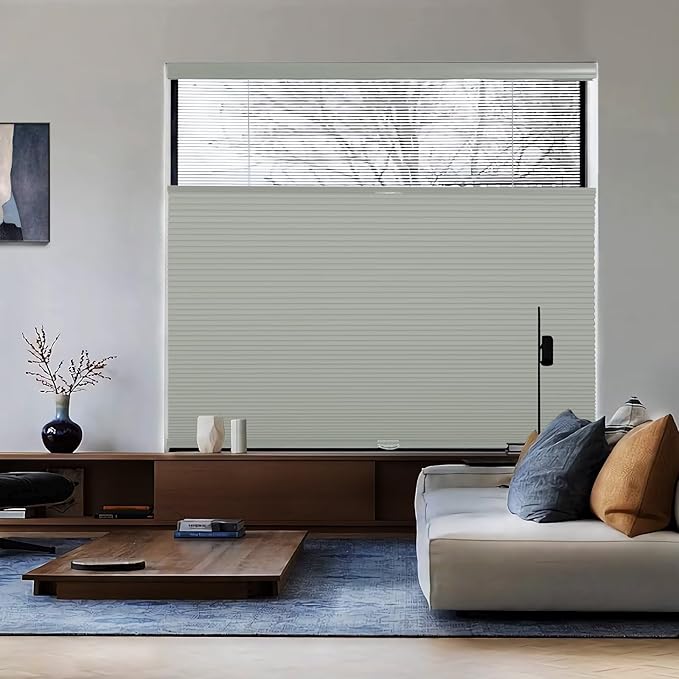 MYshade Top Down Bottom Up（TDBU） Cellular Shades, 1.5 inch Cordless Blackout Honeycomb Pleated Blinds for Windows Home Bedroom Office, Light Control, Thermal Insulated, 48 "W x 72" H, Grey