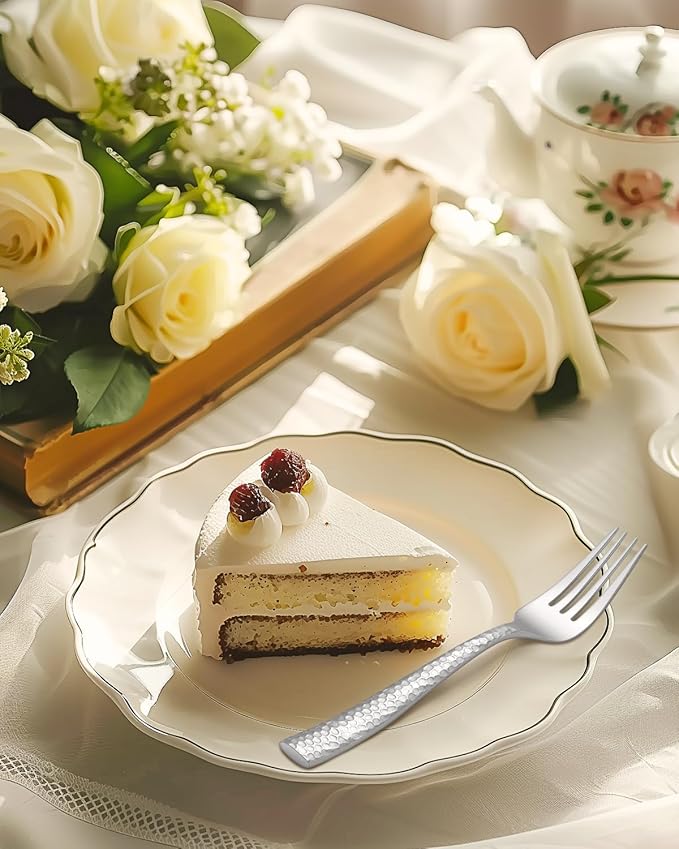 Hammered Silverware Set, Ollex 60-Piece Heavy Flatware Set for 12 Mirror Finished with Food-Grade Stainless Steel Spoons Forks Knives Dinning Utensils for Home Restaurant Cutlery Set, Dishwasher safe