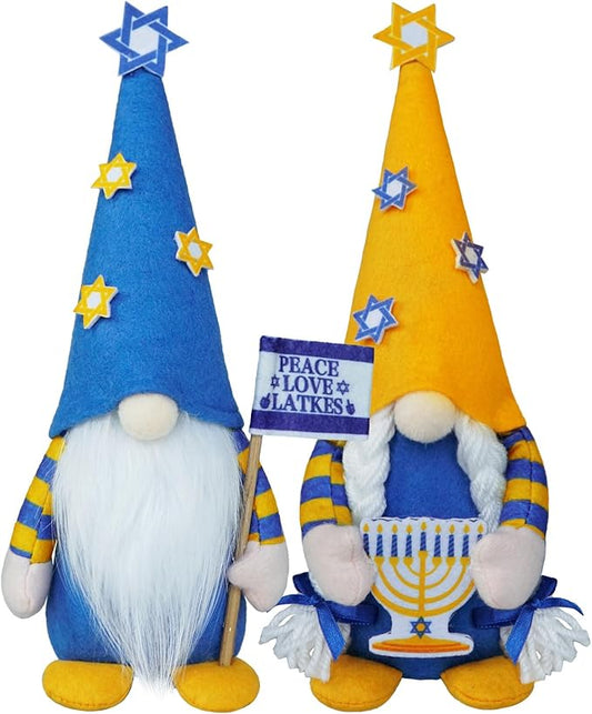 Hanukkah Gnomes Jewish Gifts and Decorations - Menorah Decor, Chanukah Gnome Gifts, Ornaments for Home and Tiered Tray