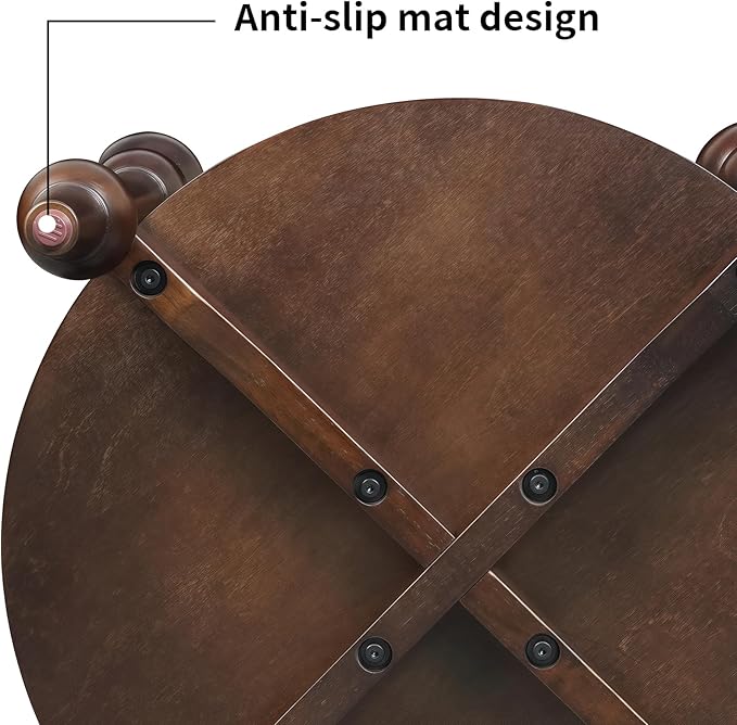 23" Round End Table, Mid Century Modern Side Table with Solid Wood Frame and Top, Small Night Stand for Living Room Office Apartment, Walnut