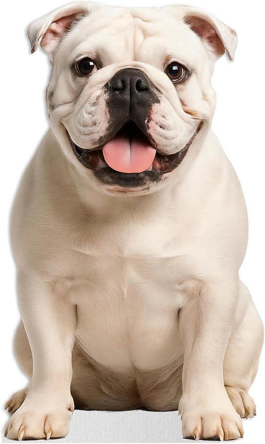 Bulldog - White Life Size Standee - 3FT Freestanding Coroplast Cutouts | Pets Animal Standup Photo Booths, Birthday & Halloween Decorations