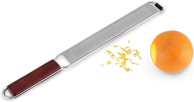 Viski Citrus and Cheese Grater, Stainless Steel Rasp Grater Zester with Acacia Wood Handle for Lemons, Oranges, Nutmeg & Cheese, Elegant Kitchenware for Cocktails, Cooking, & Bartender Gifts, Set of 1