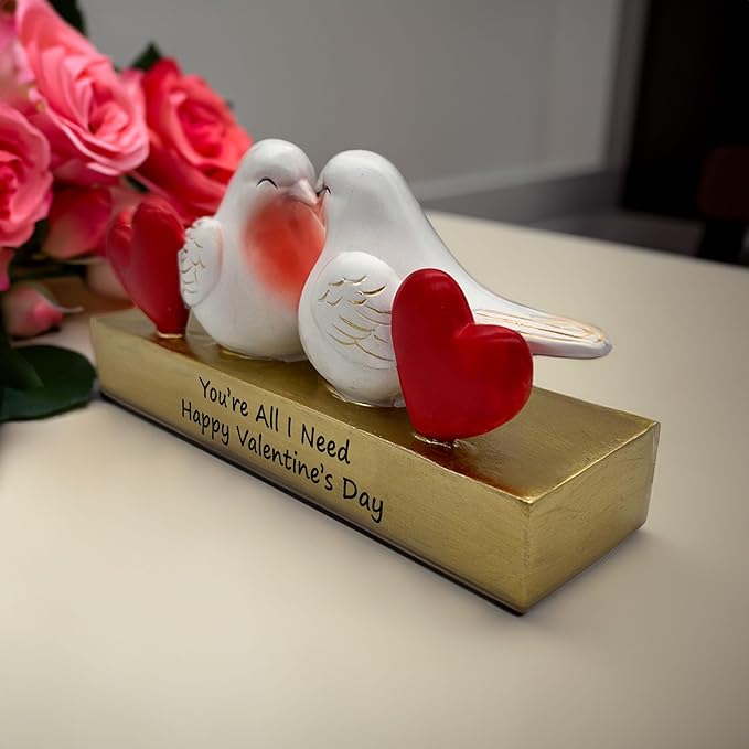 Love Birds Figurine Resin Art Decorative Statue for Home Decor, Valentine's Day Gift for Wife Girlfriend Husband - Romantic Valentine's Day Gift for Your Spouse - 2 Birds Love Decor