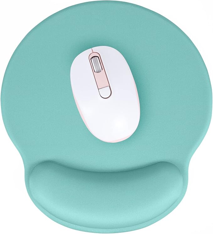 Hsurbtra Ergonomic Mouse Pad with Wrist Rest Support, Gel Mouse Pads with Non-Slip PU Base, Pain Relief Memory Foam Computer Mat, Cute Office Supplies Desk Decro Accessories, Malachite Green