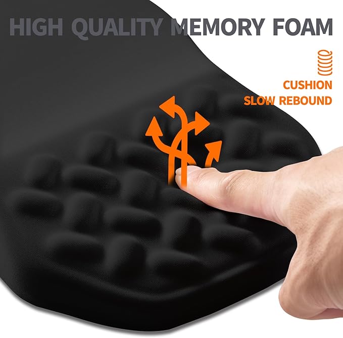 Ergonomic Slope Mouse Pad Wrist Support, Wrist Rest Mousepad for Carpal Tunnel Pain Relief with Massage Bulge and Slow Rebound Memory Foam (12x8 inch, Black)