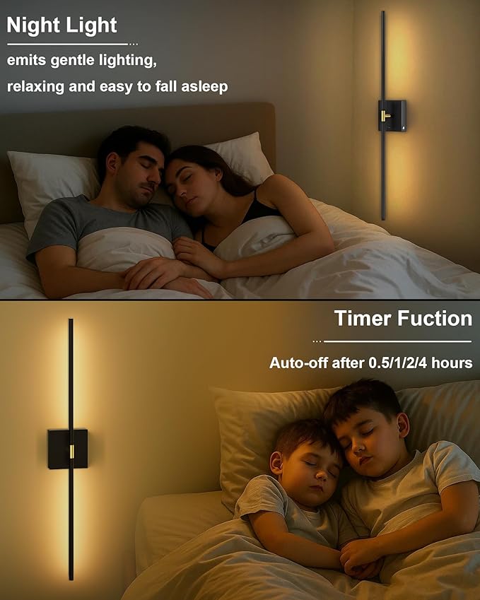 Battery Operated Wall Sconce Set of 2: Rechargeable Wall Lights Wireless Sconces with Touch and Remote, 360° Rotate Magnetic Wall Scone Lighting Decor for Bedroom Living Room Hallway, 31.7Inch