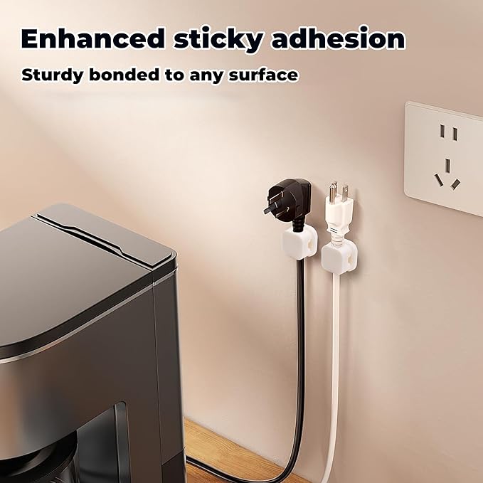 8 Pack Cable Management Clips Home Office Desk Cord Keeper Organizer Accessories Charger Organizer Cord Holder for Nightstand (White)