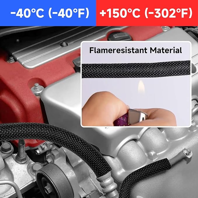 Wire Cord Protector Wire Loom Tubing, 25ft-3/8 inch Cable Sleeve Split Sleeving for USB Cable，Computer Electrical Wire Power Cord Audio Video Cable Black