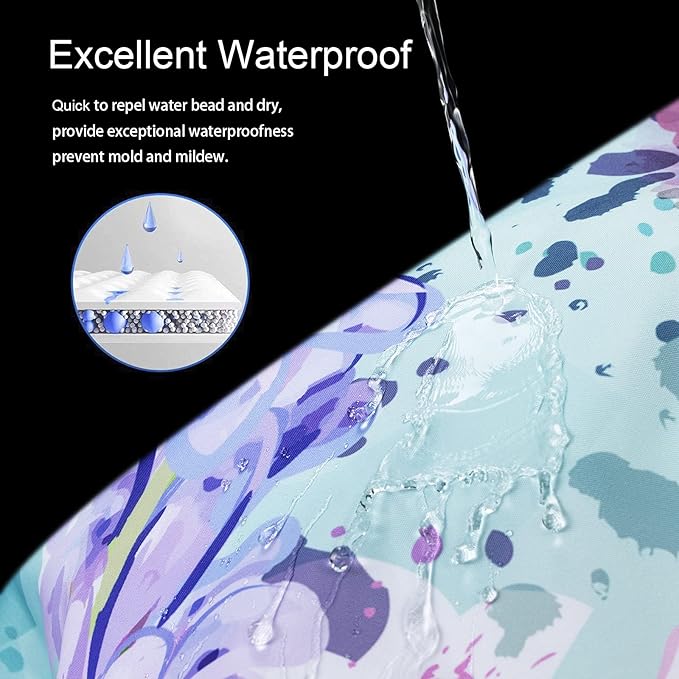 Domoku Lavender Shower Curtain Watercolor Floral Shower Curtain Spring Plant Home Bathroom Bathroom Curtains Set Waterproof Fabric with 12 Hooks (72 * 72inch/180cm*180cm)