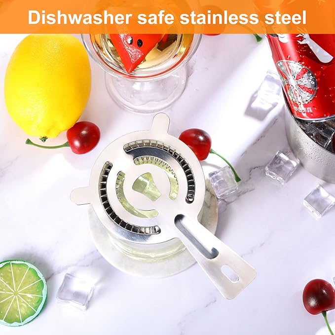16 Pcs Bar Bartender Strainer Stainless Steel Drink Cocktail Strainers Silver Shaker Ice Bar Shelf or Bartenders Mixologists Drinking Water Filtering