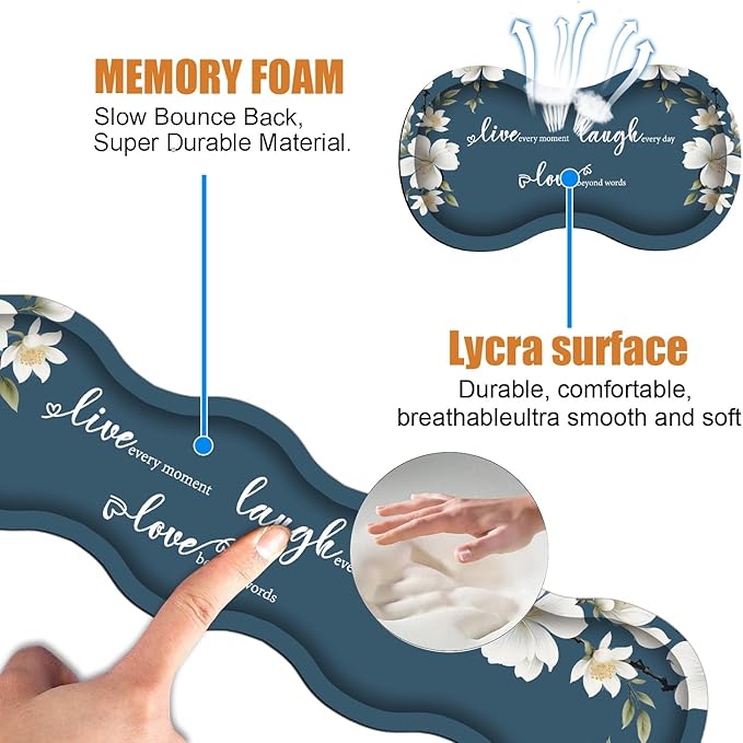 4 in 1 Ergonomic Keyboard Wrist Rest & Mouse Pad Wrist Rest Set, Large XXL Gaming Desk Mat 31.5"x 11.8" with Non-Slip Base, Memory Foam for Home Office Study Gaming, Floral Quote Live Laugh Love