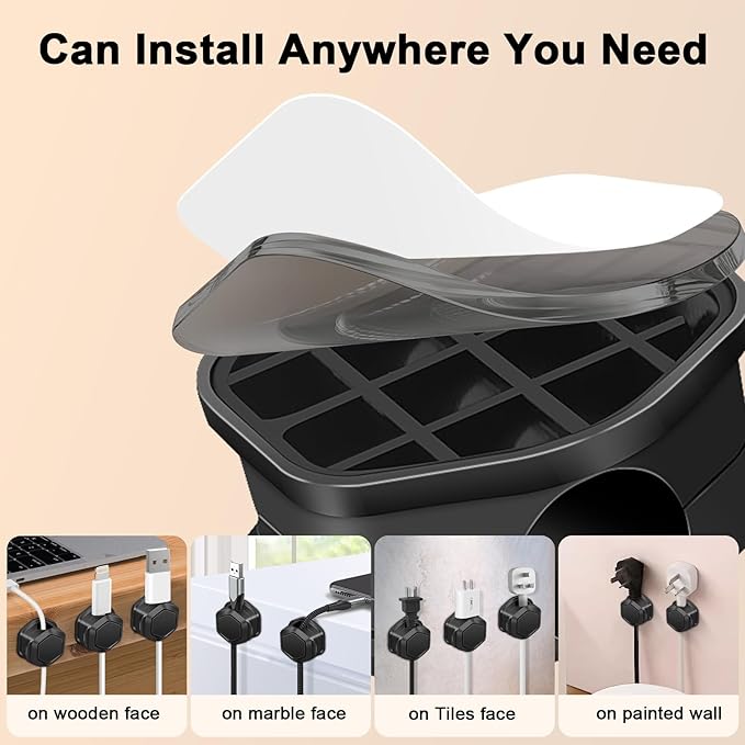 Cord Organiser, 20 Piece Magnetic Desktop Cord Clamp Management, Adjustable Cord Holder, Strong Bonding Cord Charger Holder for Home, Office, Car, Desk, Nightstand