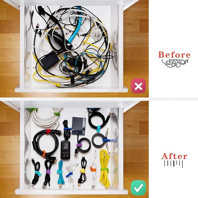 Reusable Silicone Magnetic Cable Ties, 7.48'' Magnetic Twist Ties for Bundling and Organizing, Holding Stuff, USB Charging Cords, Fridge Magnets, or to Play and Decorate(7 Colors, 14 Pack)