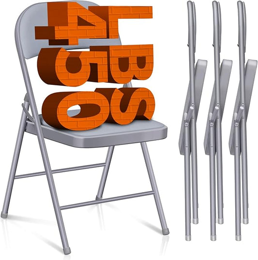 4 Pack Folding Chairs with Cushion – Padded Memory Foam Gray Seating Space-Saving Foldable Chairs for Indoor Outdoor Weddings, Parties, Backyard & Office Events (Gray, 4 Pack)