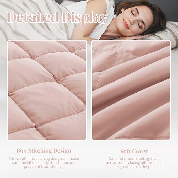 Peace nest Down Throw Blankets for Couch 50x70” Down Blanket for Indoor and Outdoor use Small Soft Lightweight Throw Blanket Pink