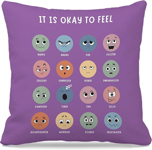 Nogrit Calming Corner Counseling Office Must Haves Throw Pillow Cover, Mental Health Pillowcase Decor for Home Kids,Mental Health Counselor Gifts, Calming Corner Pillow Covers 18x18 Purple