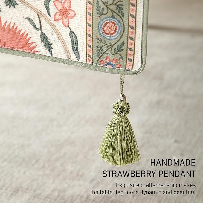 ISAENNE Designer Vintage Linen Extra Long Table Runner 118 Inches,Elegant Floral Pattern Wrinkle Resistant Table Runners for Dining Tables,Thanksgiving,Kitchen Tables,Christmas,12"*118"-Daffy B