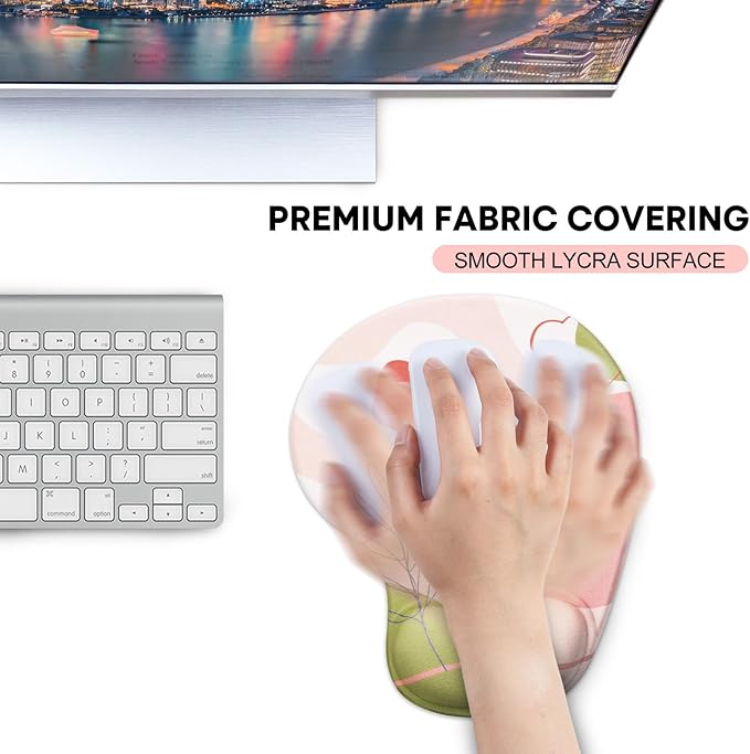 JIKIOU Mouse Pad, 2 Pack Ergonomic Mouse Pads with Comfortable Gel Wrist Rest Support and Smooth Cloth, Non-Slip PU Base for Easy Typing Pain Relief Durable and Easy to Clean Small Rose