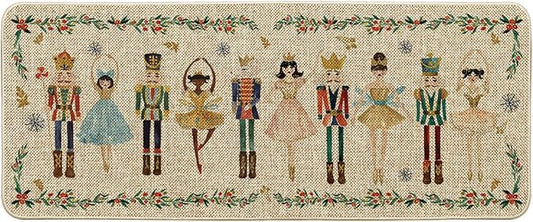Artoid Mode Watercolor Nutcrackers Merry Christmas Welcome Decorative Doormat, Seasonal Winter Low-Profile Rug Switch Mat for Indoor Outdoor 24x59 Inch