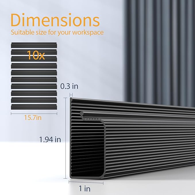 Delamu 157in Cable Management Under Desk, Safe & Tidy Under Desk Cable Management for Home & Office, Cord Organizer for Desks, Wire Organizer Kit,10 Pack Black