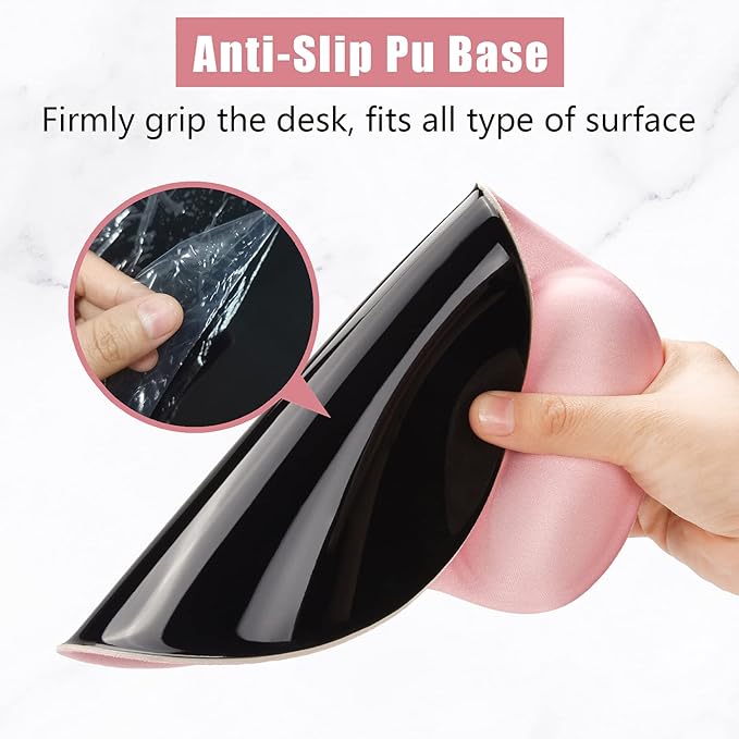 Hsurbtra Ergonomic Mouse Pad with Wrist Rest Support, Gel Mouse Pads with Non-Slip PU Base, Pain Relief Memory Foam Computer Mat, Cute Office Supplies Desk Decro Accessories, Rose Gold
