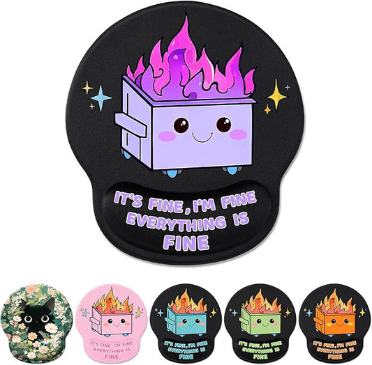 Ergonomic Mouse Pad with Wrist Support, Cute Funny Gel Mouse Pads Wrist Rest, Dumpster on Fire Comfortable Computer Mousepad for Gaming Laptop Work Home Desk Accessories Office Supplies Decor