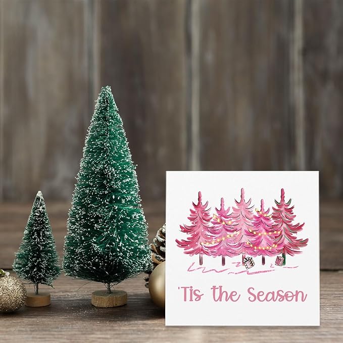 Tis' the Season Pink Christmas Vacation Movie Decor Xmas Sign 5 x 5 Inch