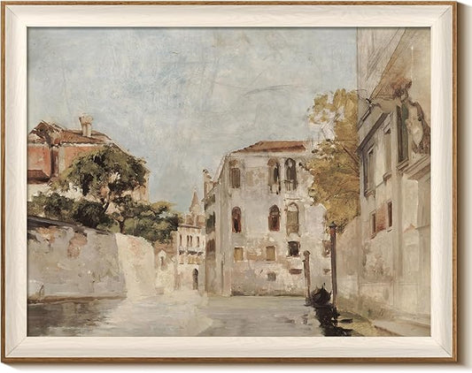 InSimSea Framed Canvas Wall Art Classical Cityscape Artwork Wall Decorations View of Venice Canvas Prints Bathroom Pictures Farmhouse Office Home Wall Decor 16x20In