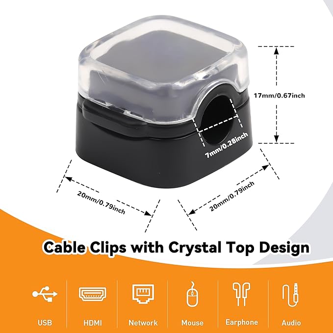 6 Pcs Cable Management Clips for Home Office Desk Cord Keeper Organizer Accessories Charger USB Wire Organizer Cord Holder for Nightstand Automotive (Black)