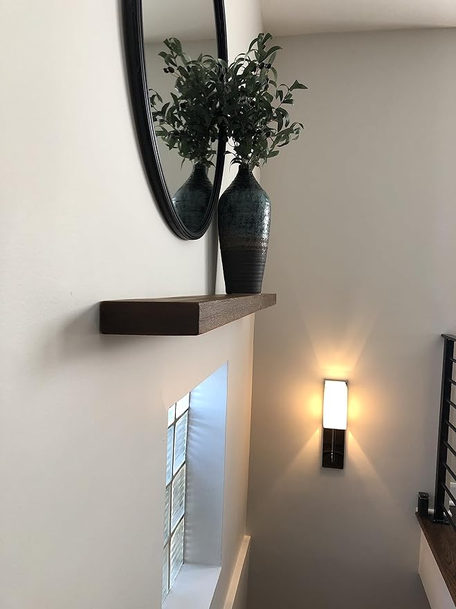 joelsantiques - 60 Inch Wooden Floating Shelves for Wall - 60x6x2 in - Made of Natural Wood - Long Heavy Duty Rustic Wall Shelves for Bedroom - Perfect for Living Room, Kitchen - Mocha