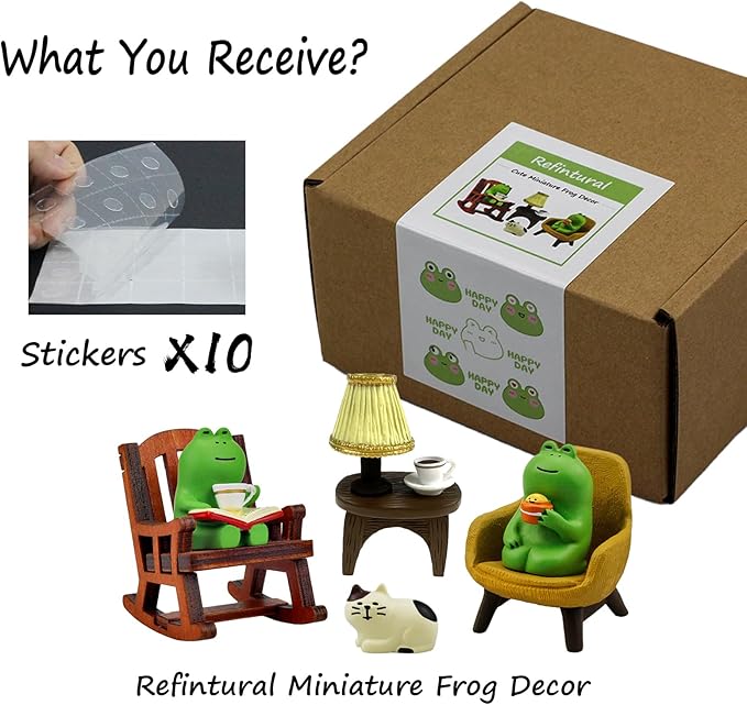 Miniature Frog Figurines Statue, Adorable Frog Collectibles for Desk and Bedroom Decor, Cute Frog Perfect Indoor Home Decorations and Gifts