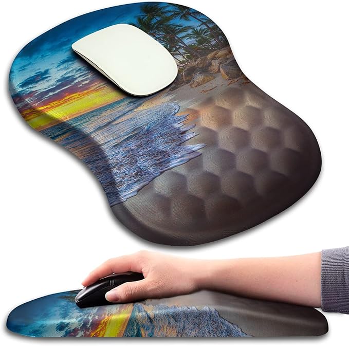Mouse Pad Wrist Support, Ergonomic Mouse Pad with Massage Dot, Comfortable Computer Mouse Pad for Laptop, Wrist Rest Pain Relief Mousepad with Non-Slip PU Base for Office & Home, 12 x 8 in