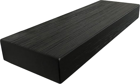 joelsantiques 24 Inch Wooden Floating Shelves for Wall - 24x6x2 in - Made of Natural Wood - Short Heavy Duty Rustic Wall Shelves for Bedroom - Perfect for Bathroom, Kitchen - Black
