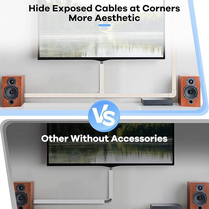 126in Cord Hider Kit, Wire Hiders for TV on Wall, Paintable Cable Management Kit, Wire Cover for Wall Mount TV, Hide Wires Along Wall, Beige Cord Cover Wall Wire Management, 8xL15.7in W0.95in H0.55in
