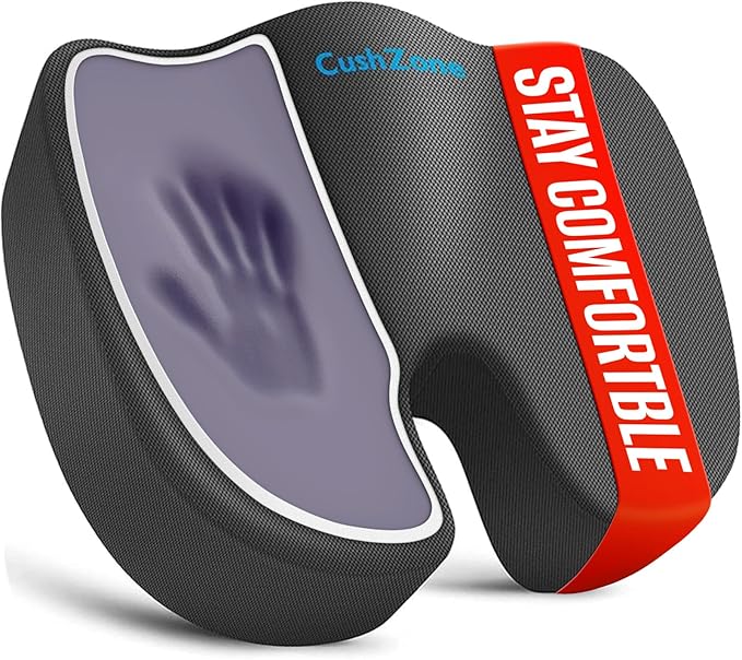 Seat Cushion, Office Chair Cushions, Car Seat Cushion, Non-Slip Sciatica & Back Coccyx Tailbone Pain Relief Chair Pad, Memory Foam Pillow for Computer Desk, Wheelchair, Driving(Grey)