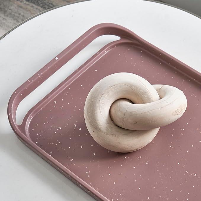 LINE+ARC Waterproof, Easy-to-Clean, 18"x12" Serving Tray Extra Large Handles (Mauve) 100% Food-Grade Melamine for Breakfast, Dinner, Bed, Tea, Crafts, Decorative, TV, Couch, Outdoor, Patio