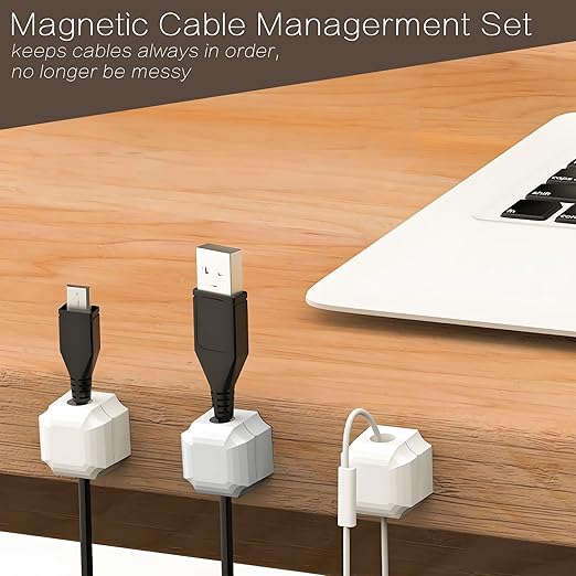 9pcs Magnetic Cable Clips - FonPeak Ultra-Adhesive Desk Cable Management Clips, Cord Organizer for Max 7.5mm/0.3 inches Cables, Suit for Desktop, Nightstand, Home, Office, Car, and Wall