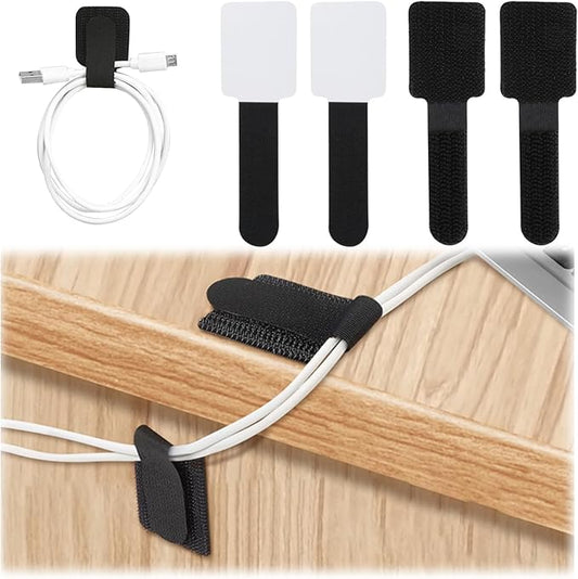 Hook and Loop Cable Ties, 50PCS Black Cord Organizer, Under Desk Cord Management for Home & Office, 1.18×3.54×0.59in