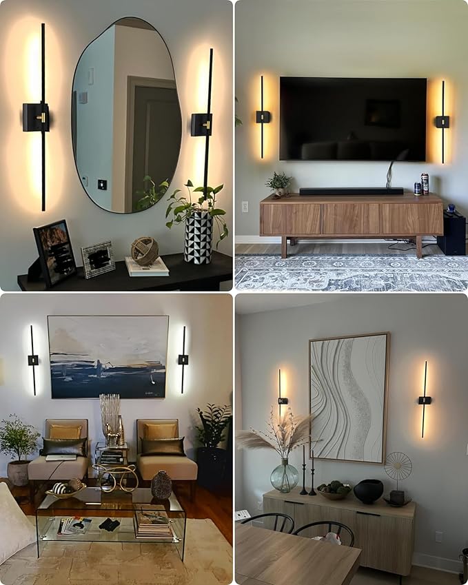 Battery Operated Wall Sconce Set of 2: Rechargeable Wall Lights Wireless Sconces with Touch and Remote, 360° Rotate Magnetic Wall Scone Lighting Decor for Bedroom Living Room Hallway, 31.7Inch