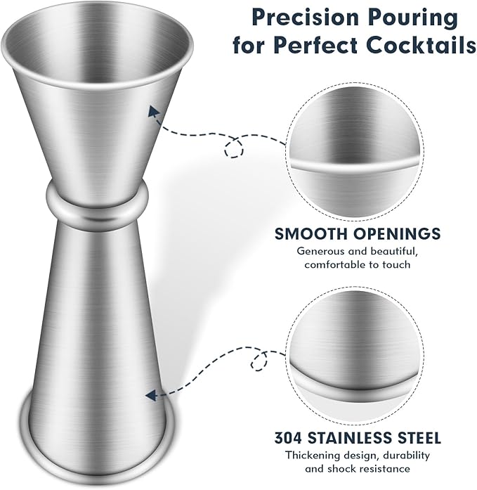 2 Pieces Jigger for Bartending, Double Cocktail Japanese Jigger 304 Stainless Steel Jigger 2 OZ 1 OZ with Measurements Inside for Home Bar Drink Kitchen Bartender Tools