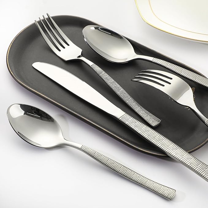 40-Piece Silverware Set Stainless Steel Flatware Set for 8,Dinner Knives Forks and Spoons Silverware Set Cutlery Utensil Set for Home,Kitchen,Restaurant,Hotel