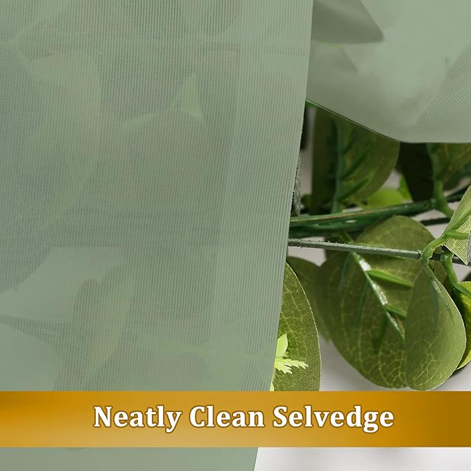 Aiyufeng Sage Green Sheer Curtains, 36 Inch Long, 2 Panels - Kitchen & Bathroom Cafe Curtains, Rod Pocket, 40" W x 36" L