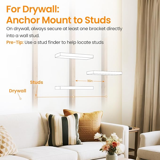 BAYKA Floating Shelves for Wall, 22.5 inches Wall Mounted Rustic Wood Shelves for Bathroom, Bedroom, Living Room, Floating Shelves for Books/Storage/Decor (Light Oak-Toned,Set of 3)